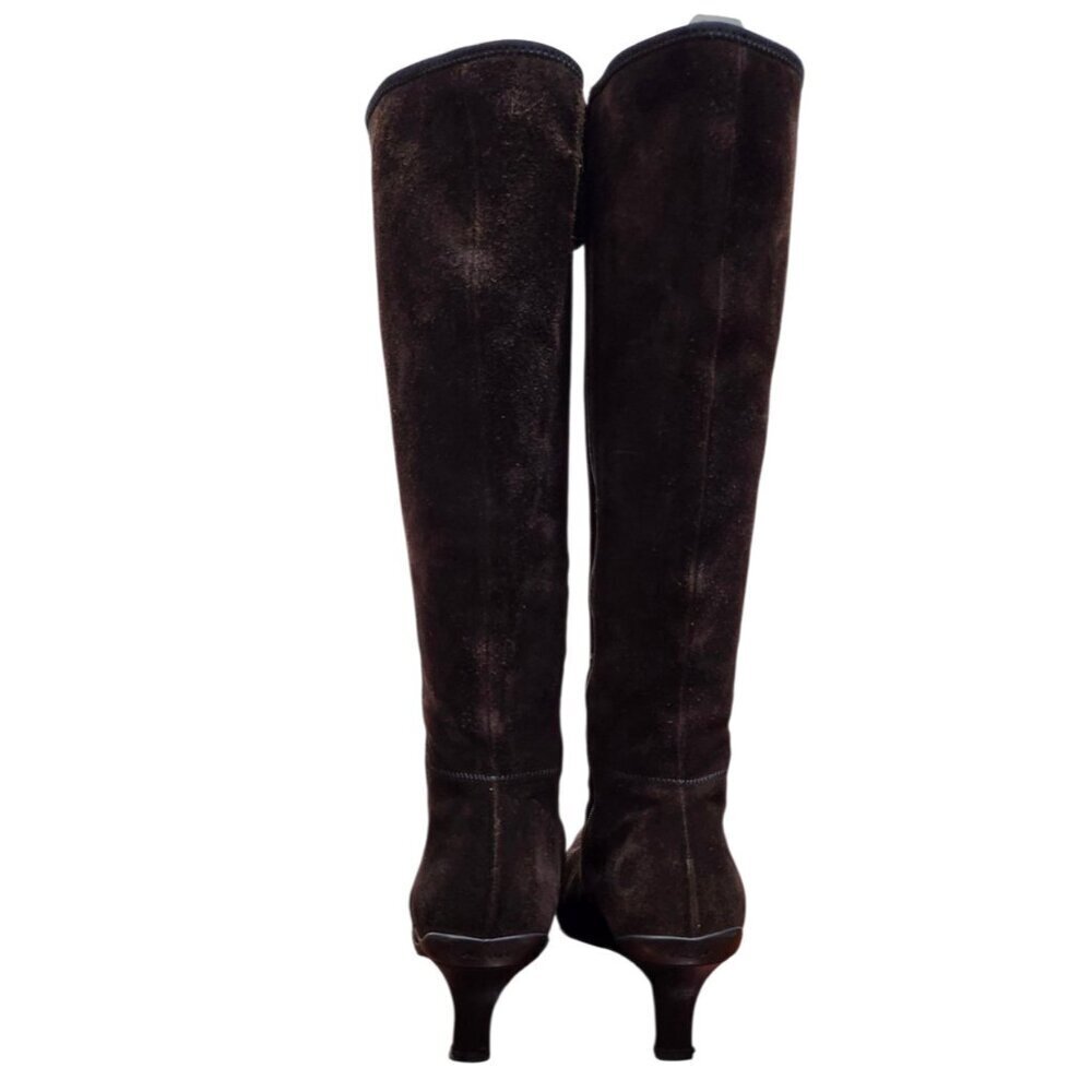 PRADA BROWN SUEDE HEELED BOOTS - EU 38.5/US 8 - Picture 10 of 16